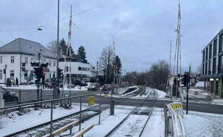 Foto: Linda Marie Prestegård En gate med snø og bygninger
